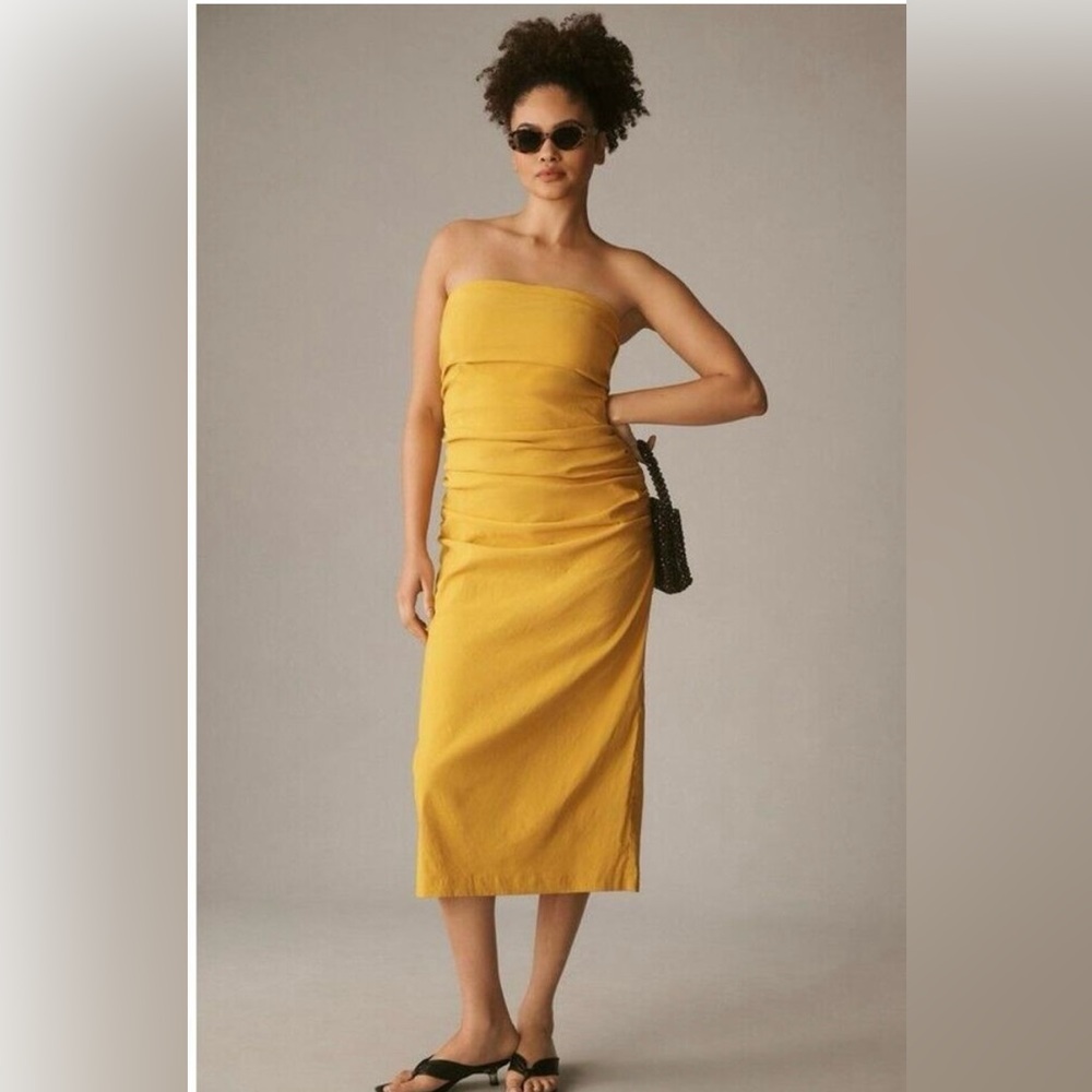 Anthropologie The Soleil Slim Strapless Rushed Dress